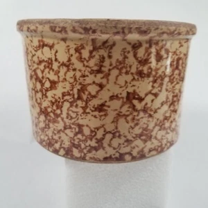 Vintage Spongeware Crock Pottery Canister Jar Cranberry Red 6" x 4" - Picture 1 of 13