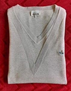 Men's Vivienne Westwood Designer Double V Neck Grey Jumper Size Large VGC - Picture 1 of 12