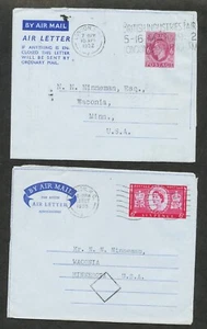 Great Britain Air letters 6p lot of 2 one from 1952, one from 1955 used - Picture 1 of 2