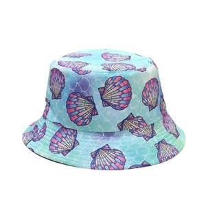 Beach Ocean Shell Blue Green Colorful Pattern Unisex Bucket Hat M 56-58cm - Picture 1 of 3