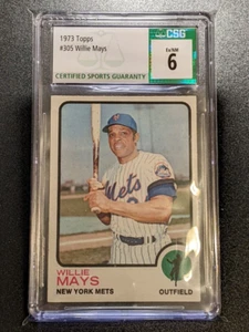 1973 Topps Willie Mays CSG 6 HOF #305 New York Mets Vintage Baseball zentriert - Bild 1 von 2