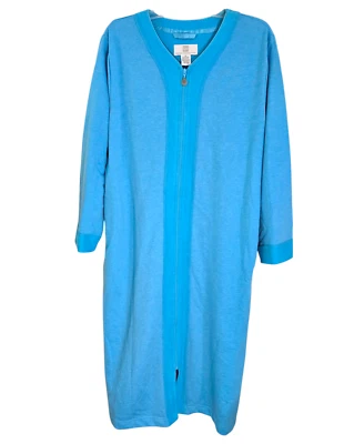 Karen Neuburger Mujer Azul Frontal Cremallera Bata Manga Larga Cuello en V Prendas para Dormir Talla M Foto 1 de 4