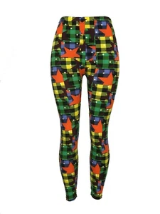 Multicolored Plaid With Stars One Size OS Leggings Buttery Soft FREE SHIPPING - Picture 1 of 3