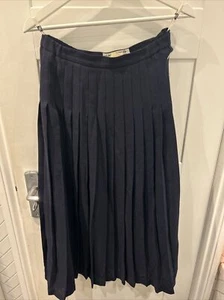 Jaegar Navy Pleated Skirt 10 - Picture 1 of 6