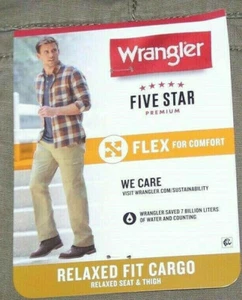 Wrangler Cargo Pants Men's 44 X 32 w Flex For Comfort Pockets Barley Khaki USA - Picture 1 of 2