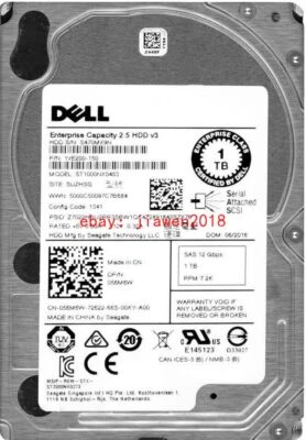 Dell 31N08 031N08 ST1000NX0423 1TB 6Gbps 7.2K 2.5'' SATA 1VE100 Hard Drive - Image 1 of 3