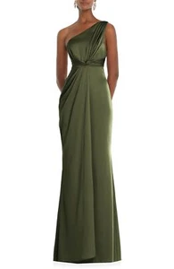 Abito in raso monospalla Dessy Collection 3111 TG 10 R verde oliva 261€ - Foto 1 di 2