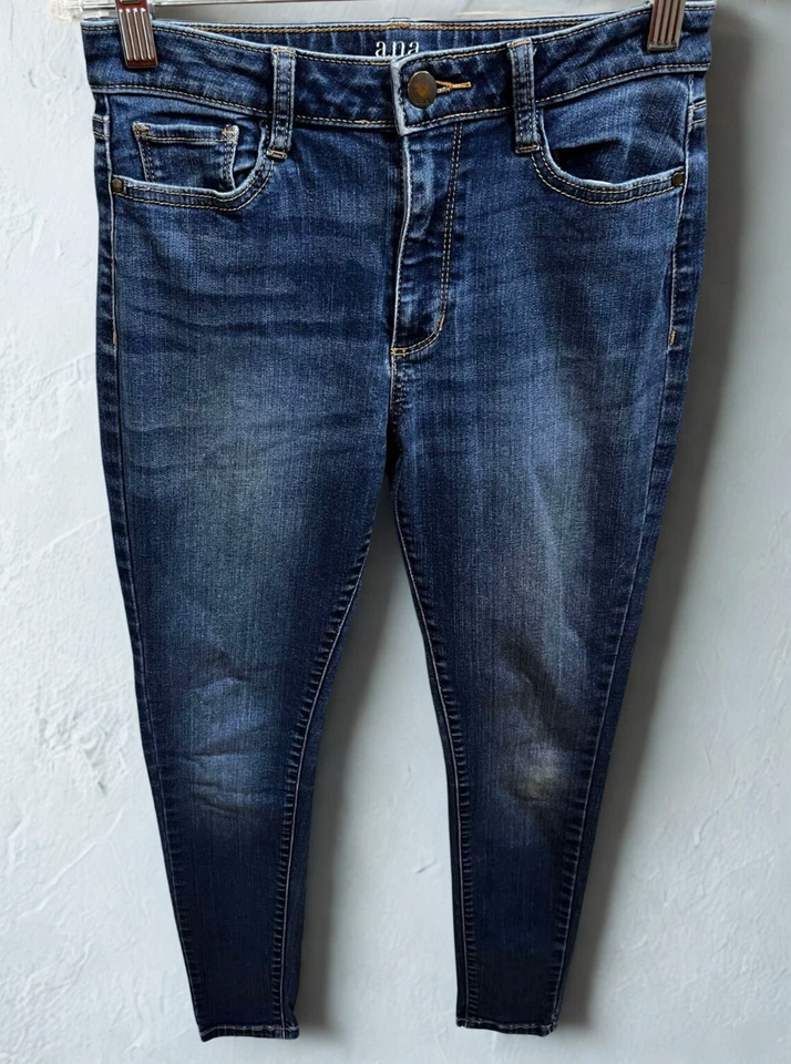 Pantalones de mezclilla Ana para mujer 2 ajustados azules tiro medio elásticos minimalistas informales Foto 1 de 4