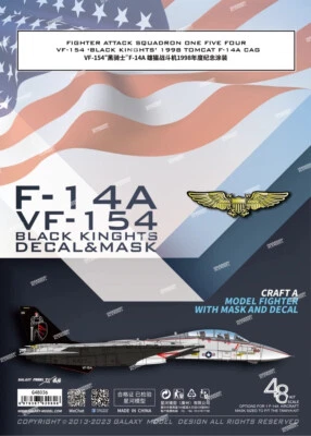 1/48 1/72 US VF-154 Black Kinght 1988 F-14A Fighter Mask&Decal for The G.W.H - Image 1 of 4