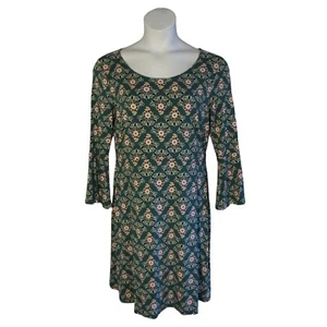 Boden UK 16 US 12 Green Pink Floral Knit Dress Stretch - Picture 1 of 3