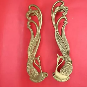 Handmade Brass Peacock Shape Antique Finish Big Door Gate Pull Handle Home Decor - Picture 1 of 10