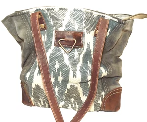 Bolso Myra Bolso de Hombro Lona Cuero Algodón Doble Asa Suroeste Boho Terroso - Imagen 1 de 16
