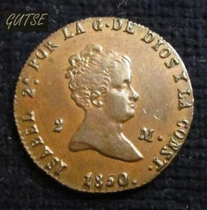 ESPAÑA, 691-ISABEL II, 2 MARAVEDÍES 1850, SEGOVIA, CASI SIN CIRCULAR, ESCASO. - Imagen 1 de 2