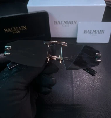 Gafas de sol Balmain fijas doradas y negras monturas de diseñador lentes negras 54 mm Foto 1 de 4