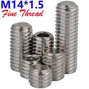 M14 - 1.5 Fine Thread Stainless Steel Flat Point Socket Set Screws Grub Screws - Picture 1 of 12