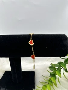 Rot Herz Kleeblatt Gold Kette Armband Schmuck - Bild 1 von 8
