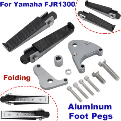 For Yamaha FJR1300 Mounting Plates & Folding Highway Foot Pegs Footrest Aluminum Foto 1 de 4