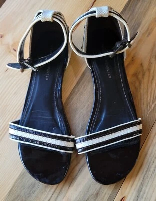 Sandalia plana Proenza Schouler talla 9 negra y crema Foto 1 de 4