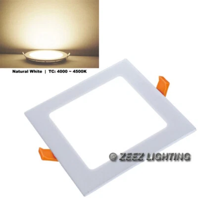 Luz de techo empotrada LED blanca natural cuadrada de 18 W 8 pulgadas oblea delgada luz de plumón Foto 1 de 4