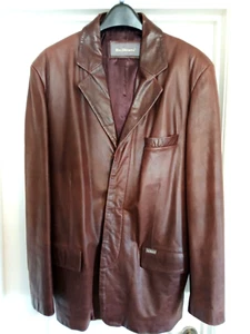 MEN'S BEN SHERMAN LEATHER COAT - BROWN / TAN - SIZE XL USED BUT EXCELLENT - Picture 1 of 8
