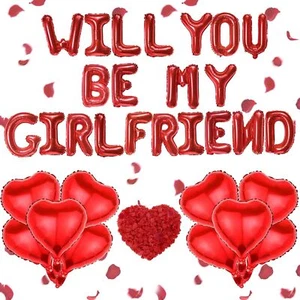 Will You Be My Girlfriend Balloons, 16inch Balloon Letters, Red Valentines Day P - Picture 1 of 5