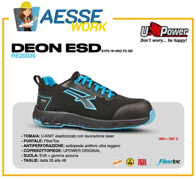U Power Scarpe Antinfortunische Red Ego Upower DEON ESD S1PS HI HRO FO SR