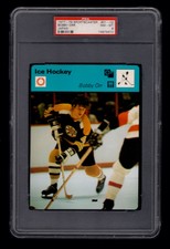 PSA 8 BOBBY ORR 1977 Sportscaster Hockey Card #01-02 JAPAN (SPECTACULAR COLOR)