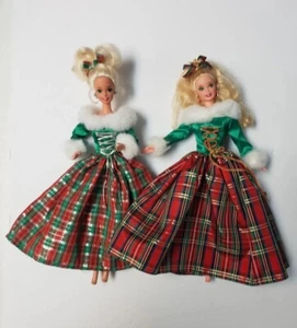 Vintage 1994 and 1996 Christmas Barbies Silver and Gold Holidays - Picture 1 of 13