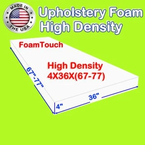 Espuma para tapicería #FoamTouch de alta densidad tamaño 4"" x 36"" x (67-77)"" corte personalizado - Imagen 1 de 1