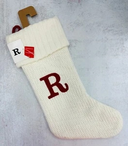 Knit Monogram LETTER R 20" Christmas Stocking CREAM Wondershop Home Decor - Picture 1 of 1