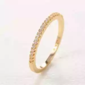 Delicate Gold Plated Cubic Zirconia CZ Eternity Wedding Bank Stackable - SZ 7 - Picture 1 of 1