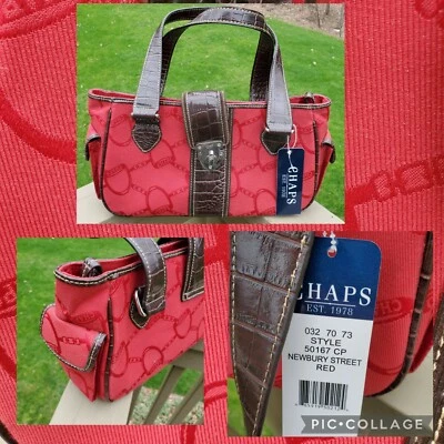 NEW Chaps Stirrup Bridle Buckle Newbury Street Red Style 50617 CP Purse Handbag - Image 1 of 4