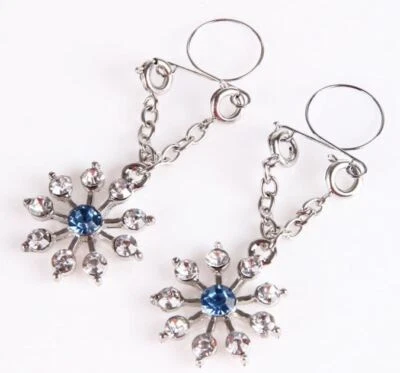 Anillos de pezón falsos clip no perforante en cadena de acero inoxidable colgante joyería corporal Foto 1 de 4