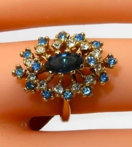 Anderson 18K HGE Simulated Sapphire Diamond Cocktail Statement Ring, Size 7 - Picture 1 of 7