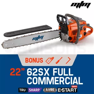 MTM Petrol Commercial Chainsaw 22" Bar E-Start Tree Pruning Chain Saw Top Handle - Picture 1 of 12