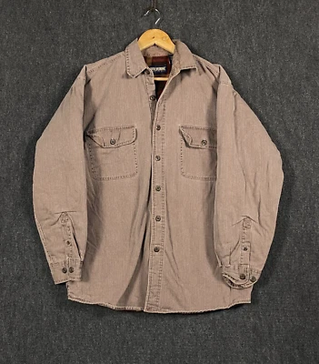 Wolverine Mens Medium Shirt Jacket Shacket Button Up Fleece Plaid Lined Brown - Image 1 of 4