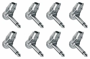 (8 Pack) PC-TJ055 1/4 6.35mm Mono TS Right Angle Guitar Plug Flat Male Connector - Picture 1 of 1