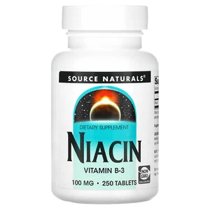 Source Naturals Niacin 100 mg 250 Tablets Dairy-Free, Egg-Free, Fragrance-Free, - Picture 1 of 2