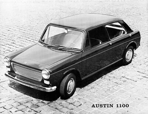 Vintage 1967 Austin 1100 Two-Door Sedan Black & White Specification Sheet - Picture 1 of 2