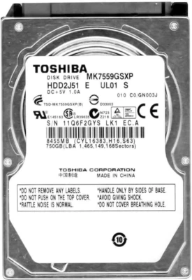 Hard Toshiba MK7559GSXP 750GB SATA II 5400U/Min 8MB Cache 3Gbps 2.5'' Inch - Image 1 of 3