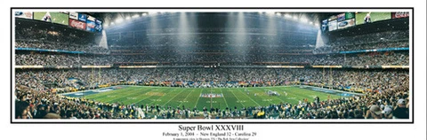NE Patriots vs Carolina Panthers Super Bowl 38 Unframed Panoramic Poster 1022 Cover