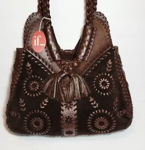 ISABELLA FIORE KOOL WHIP LUIANI EMBROIDERED TASSELED HOBO SHOULDER HANDBAG $395 - Picture 1 of 16