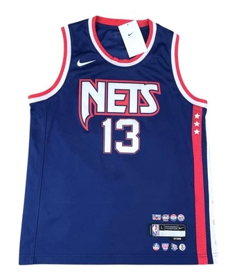 Camiseta juvenil 100% autêntica Nike Brooklyn Nets James Harden 75ª edição City G - Imagem 1 de 4