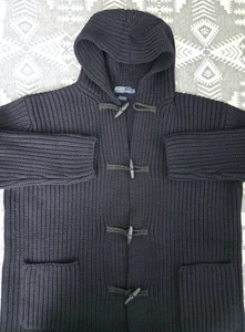 Vintage Polo Ralph Lauren Wool Navy Blue Toggle Knit Duffle Coat XL Heavyweight  - Picture 1 of 16