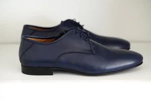 Premium Fabi Navy Dunkelblau Leder Halbschuh Elegant Schuhe Herren EU 43 US 10 Italien - Bild 1 von 5