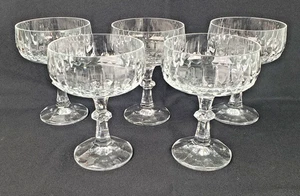 Set of 5 Vintage 60's Cut Crystal Champagne/Sherbet Glasses 5.25" Tall - Picture 1 of 6