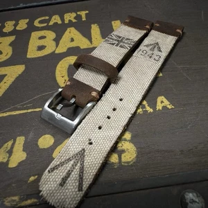 18mm Field Watch Strap Band Hand Made Custom Distressed Dirty dozen Hamilton - Picture 1 of 14