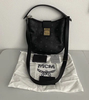 MCM Patricia Visetos Medium Hobo Crossbody Bag In Black And Dustbag *Read* - Image 1 of 4