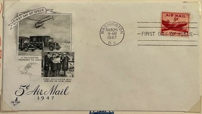 1947 US 5c, 10c, 15c, & 25c Airmail Postage Stamp  (#C33-C36) First Day Covers - Image 1 of 4