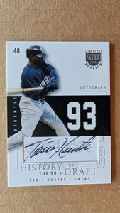 2004 Limited Skybox TORII HUNTER AUTO AUTOGRAPH Card 63/199 MINNESOTA TWINS bb - Picture 1 of 2